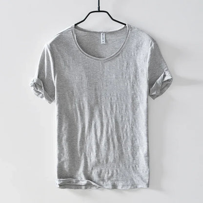 Retro Raw Edge Men's Cotton Slim-Fit T-Shirt