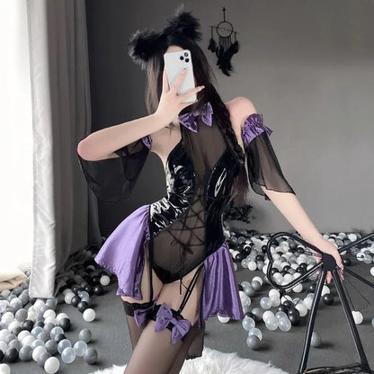 Women's Transparent Lace Open Crotch Lingerie Bodysuit