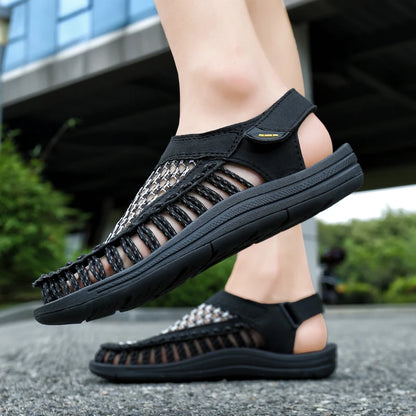 Men’s Hand-Woven Gladiator Sandals – Non-Slip Casual Outdoor Waders & Beach Platform Sandals