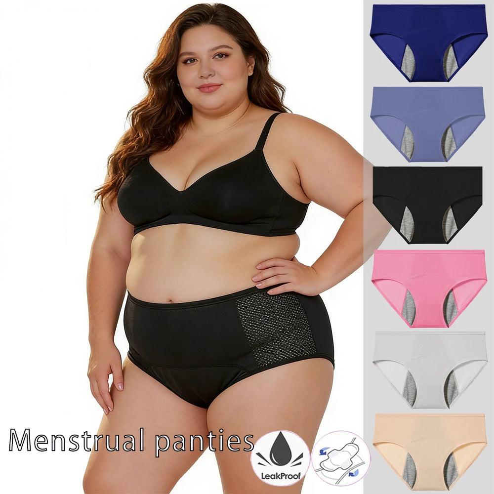 Women's Plus Size Period Underwear, Leak-Proof Menstrual & Postpartum Briefs (2, 3, or 5 Pack)