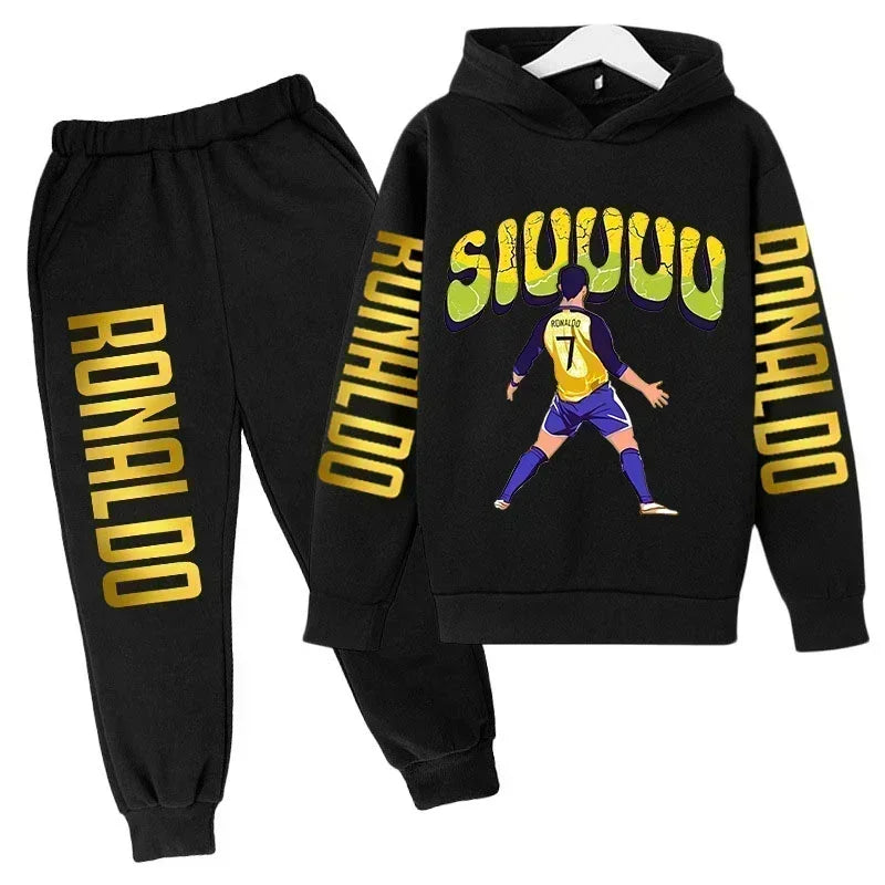 Ronaldo Print Hoodie + Pants Suit Set