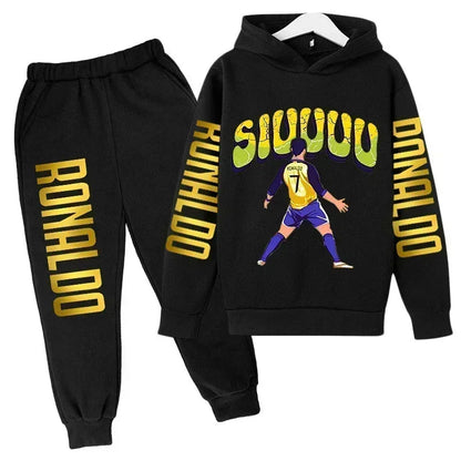 Ronaldo Print Hoodie + Pants Suit Set