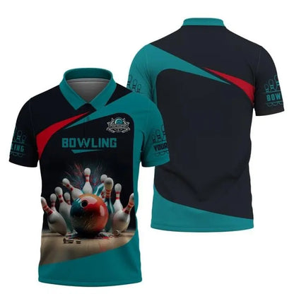 Custom Name Bowling Graphic Polo Shirt