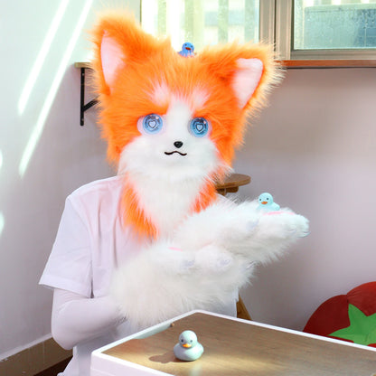 Animal Furry Fursuit Head Mask - Plush Cat & Fox Cosplay Prop