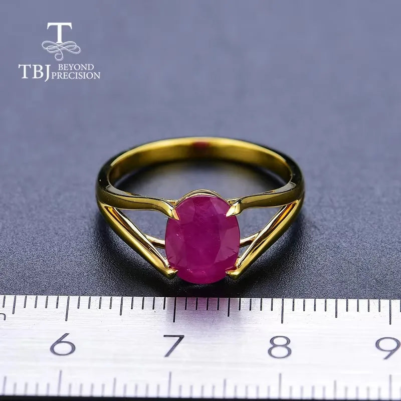 Women's 14K Gold Oval Natural Ruby Statement Ring