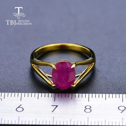 Women's 14K Gold Oval Natural Ruby Statement Ring