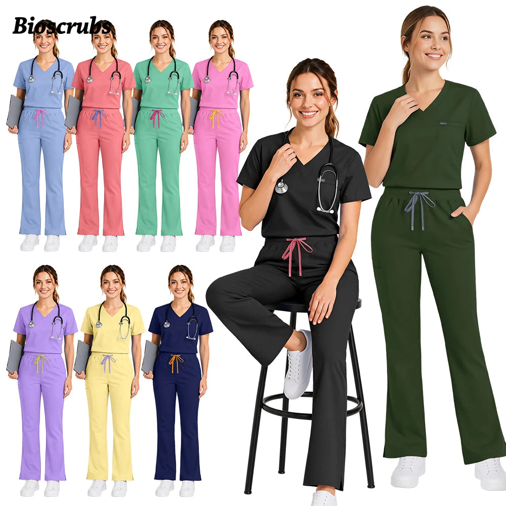 Bioscrubs Women's Ultra-Soft Medical Scrubs Set (Top & Pants)