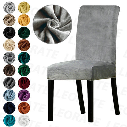 Luxurious Soft Velvet Stretch Chair Covers – Universal Slipcover Protector for Dining Room, Hotel & Office