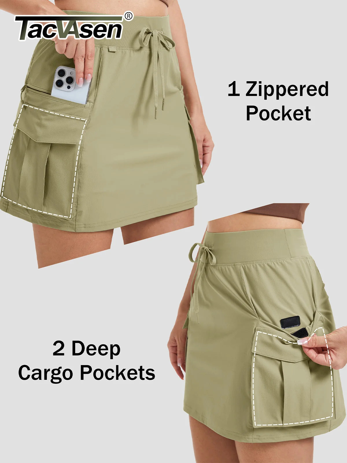 TACVASEN Women's Water-Resistant Hiking Cargo Skort