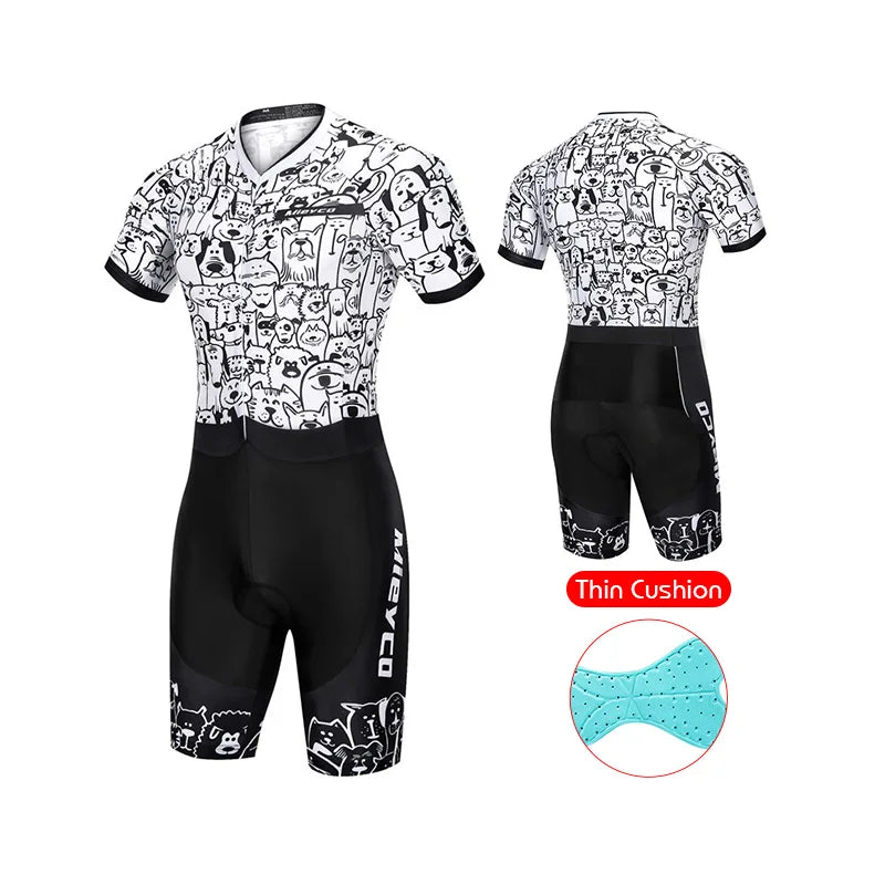 Men’s Short Sleeve Triathlon Skinsuit – Quick-Dry One-Piece Cycling, Running & Swimming Suit