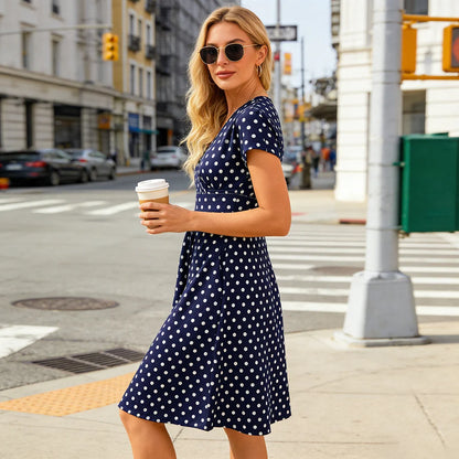 V-Neck Wrap Dress with Pockets