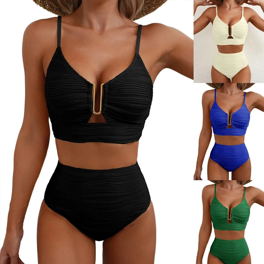 Women’s High-Waist Cutout Two-Piece Bikini Set