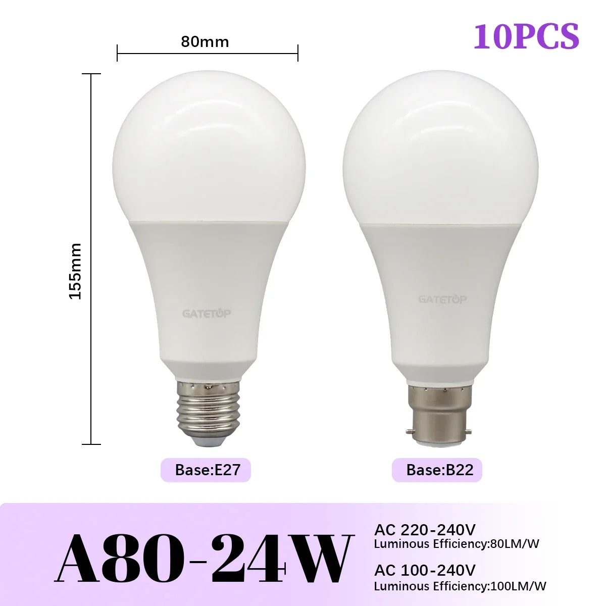 High-Efficiency Energy Saving LED Light Bulbs (E27 / B22 Base)