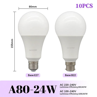 High-Efficiency Energy Saving LED Light Bulbs (E27 / B22 Base)