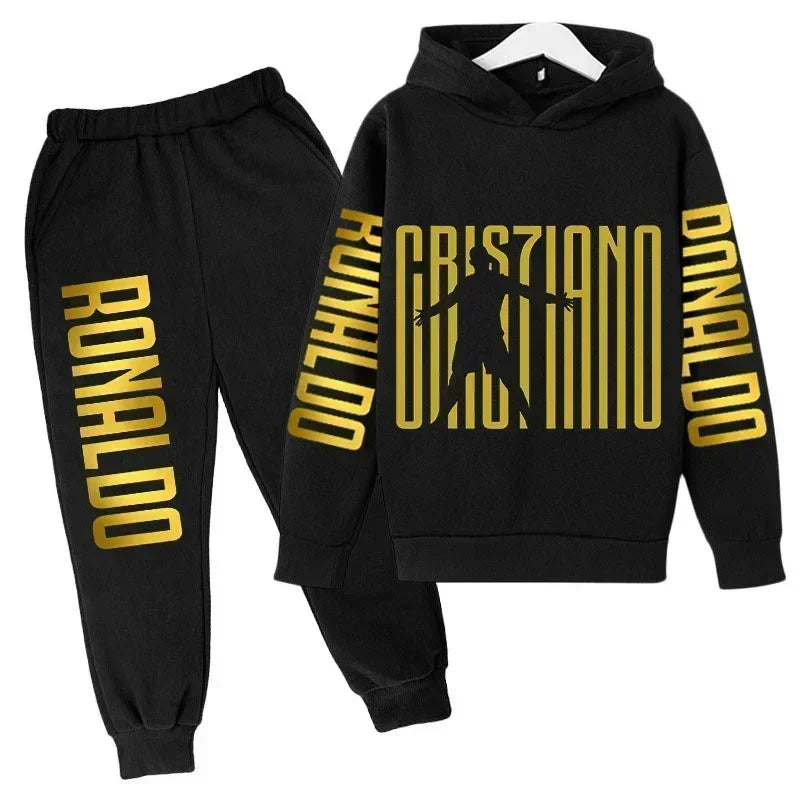 Ronaldo Print Hoodie + Pants Suit Set