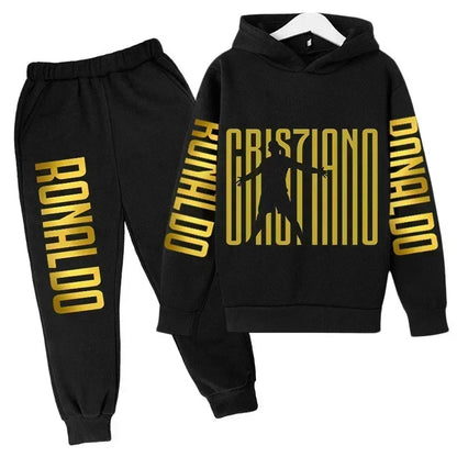 Ronaldo Print Hoodie + Pants Suit Set