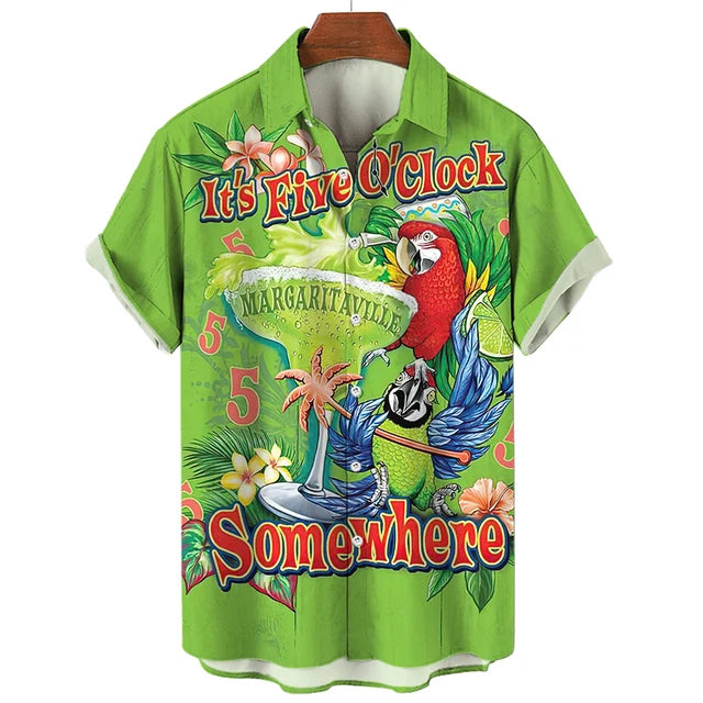 Vibrant Parrot Tropical Floral Print Shirt