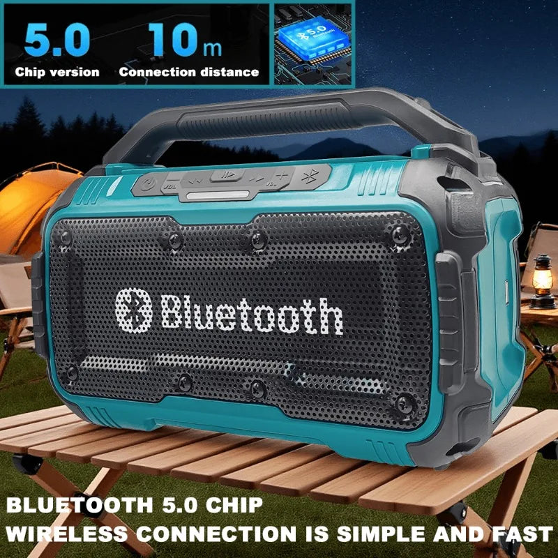Portable Cordless Bluetooth Jobsite Speaker Compatible with Makita 18V Battery