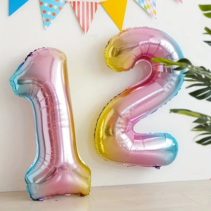 32inch Rainbow Gradient Number Foil Balloons