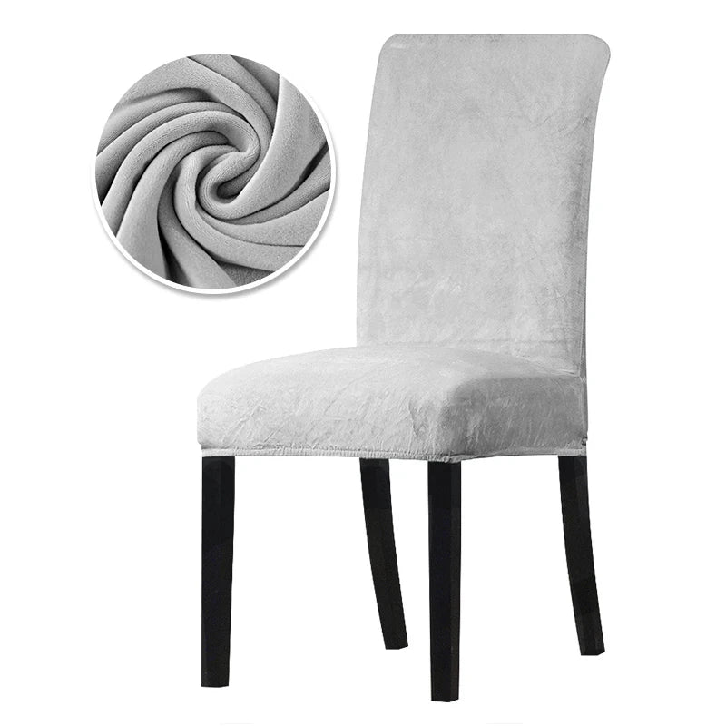 Luxurious Soft Velvet Stretch Chair Covers – Universal Slipcover Protector for Dining Room, Hotel & Office