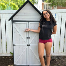 Outdoor Storage Shed Cabinet with Metal Frame for Stability