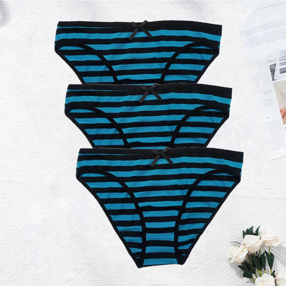 YOUREGINA Striped Seamless Cotton Briefs 3Pk