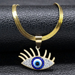 Vintage Crystal Evil Demon Eye Choker Necklace