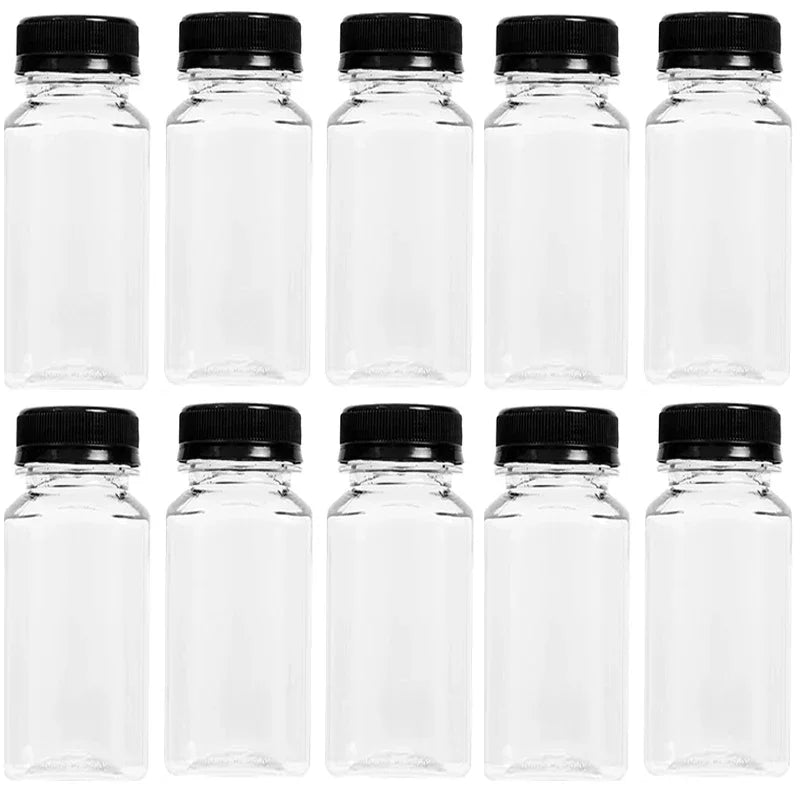 150-500ML Empty Plastic Drink Containers with Black Screw Caps