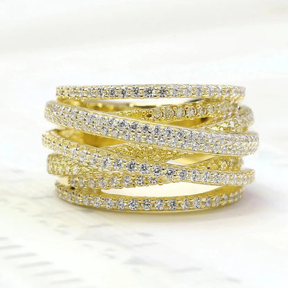 Huitan Trendy Cross Cubic Zirconia Ring for Women