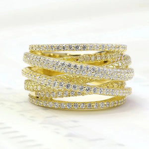 Huitan Trendy Cross Cubic Zirconia Ring for Women