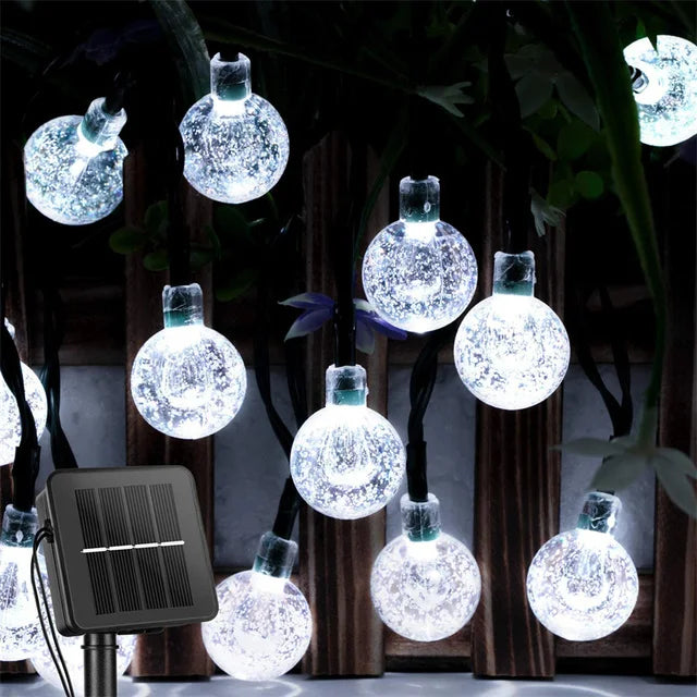 Solar Outdoor Crystal Globe String Lights with 8 Lighting Modes