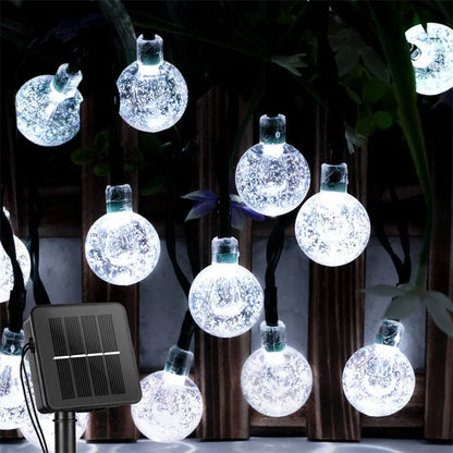 Solar Outdoor Crystal Globe String Lights with 8 Lighting Modes