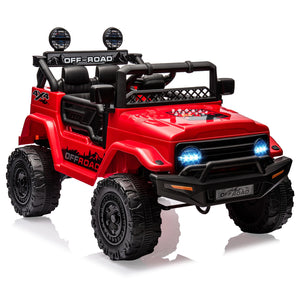 12V Ride On Truck with Remote Control Spring Suspension Bluetooth Connectivity and Led Lights