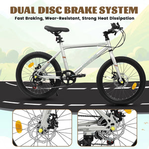 20" Kids 7-Speed Bike with Steel Frame and Dual Disc Brakes