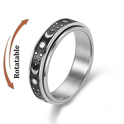Stainless Steel Fidget Spinner Ring – Anti-Anxiety Stress Relief Band for Men & Women