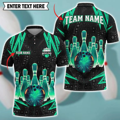 Men's Custom Name Graphic Bowling Polo Shirt