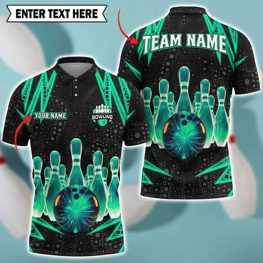 Men's Custom Name Graphic Bowling Polo Shirt