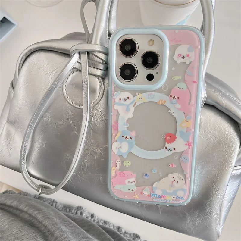 Cute Dolphin Magnetic Phone Case with Stand