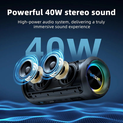 Ortizan 40W Portable Bluetooth Speaker, Wireless Outdoor IPX7 Waterproof Speaker with RGB Lights