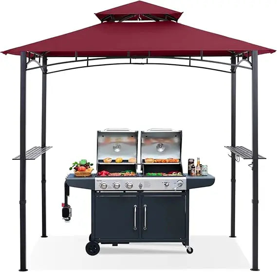 BBQ Gazebo Canopy with LED Light 8x5 Feet Durable and Weather-Resistant