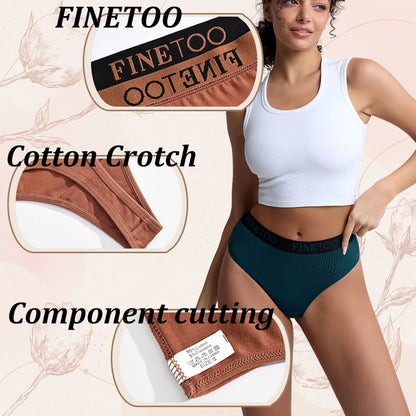 FINETOO 8-Pack Women's High-Cut Soft Cotton Thongs