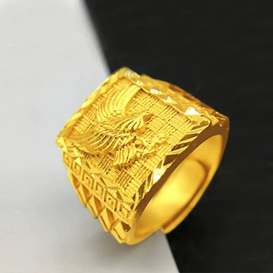 24K 9999 Gold Eagle Adjustable Ring