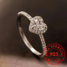 Huitan Heart-shaped Cluster Ring 925 Sterling Silver Sparkling Cubic Zirconia