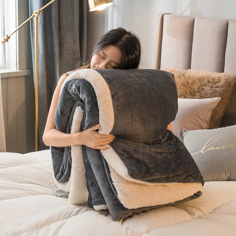 Double Sided Wool Throw Blanket