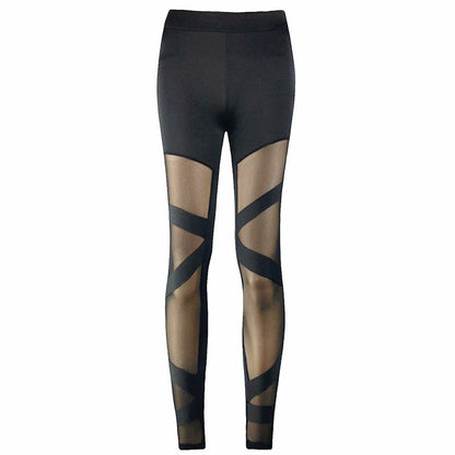 Sheer Thin Patchwork Black Tight Leggings