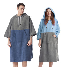 Mutao Quick-Dry Hooded Terry Towel Poncho with Front Pocket