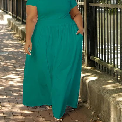 Solid Color Short Sleeve Dress