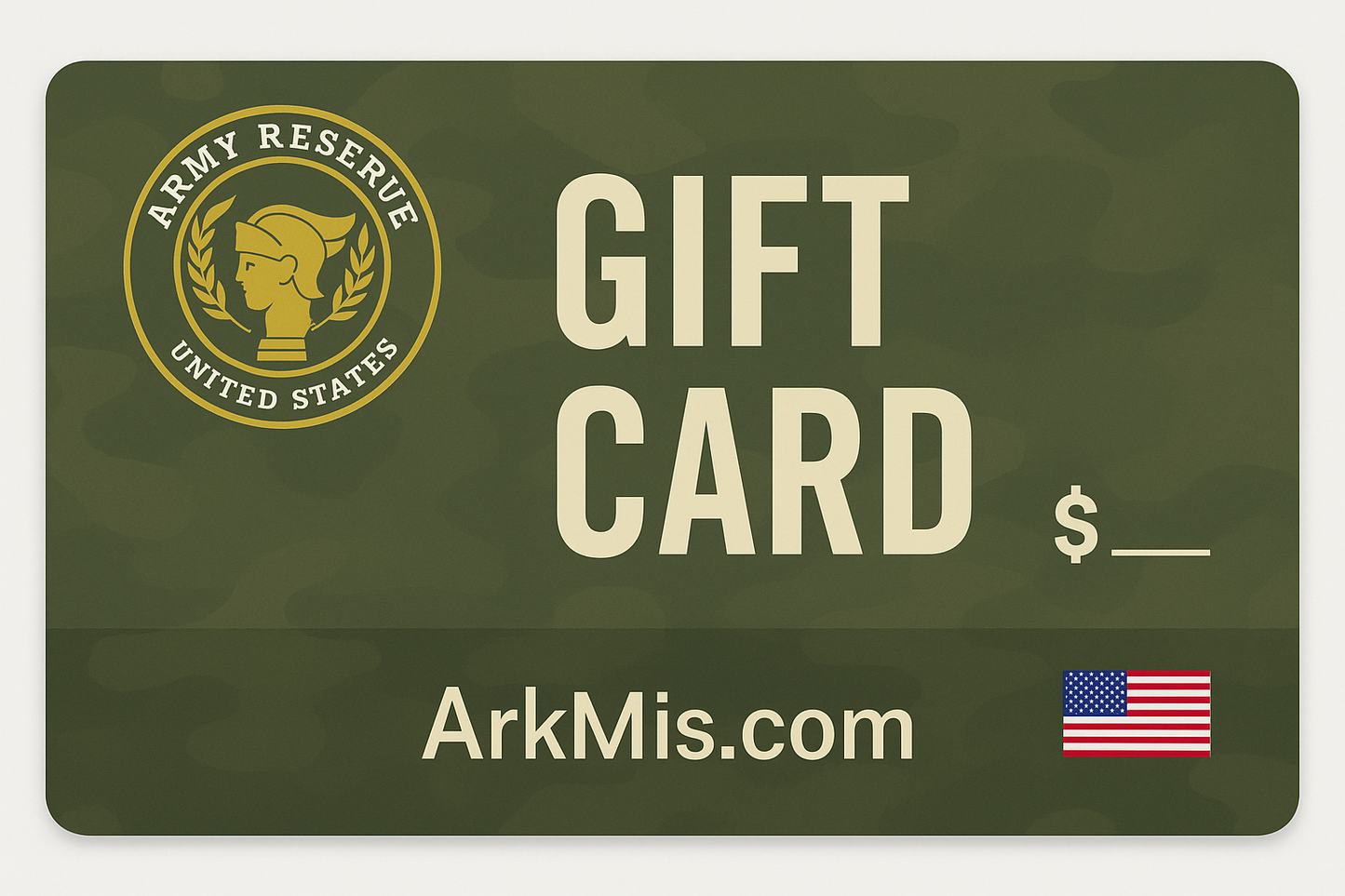Army Reserve themed gift card for ArkMis.com