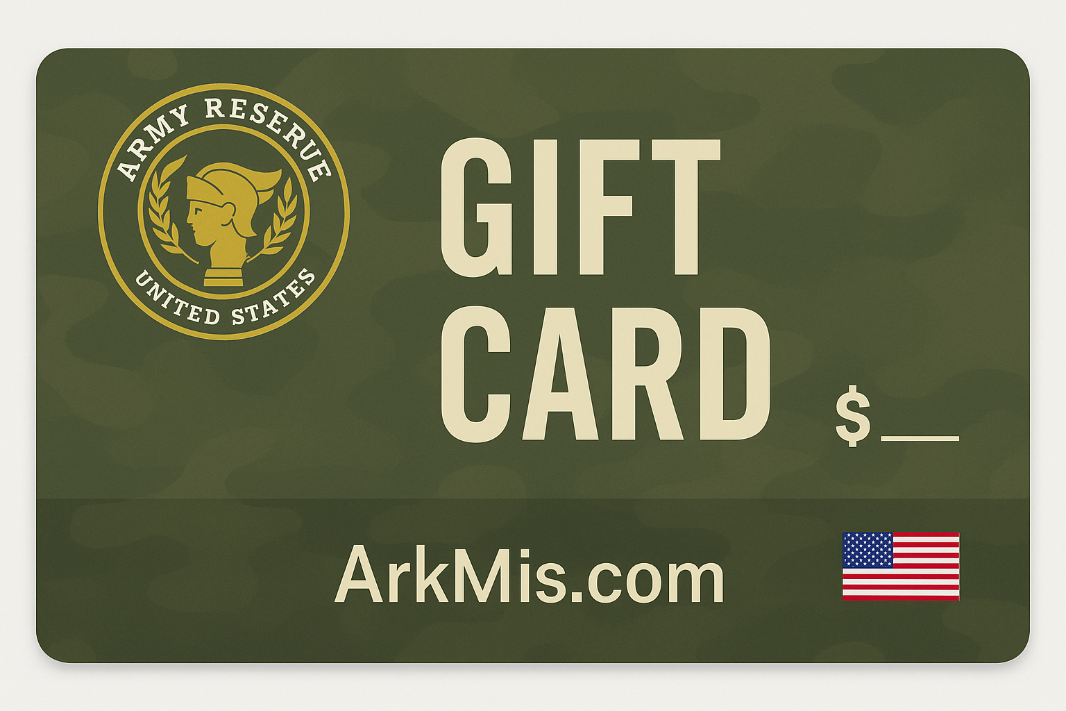 Army Reserve themed gift card for ArkMis.com