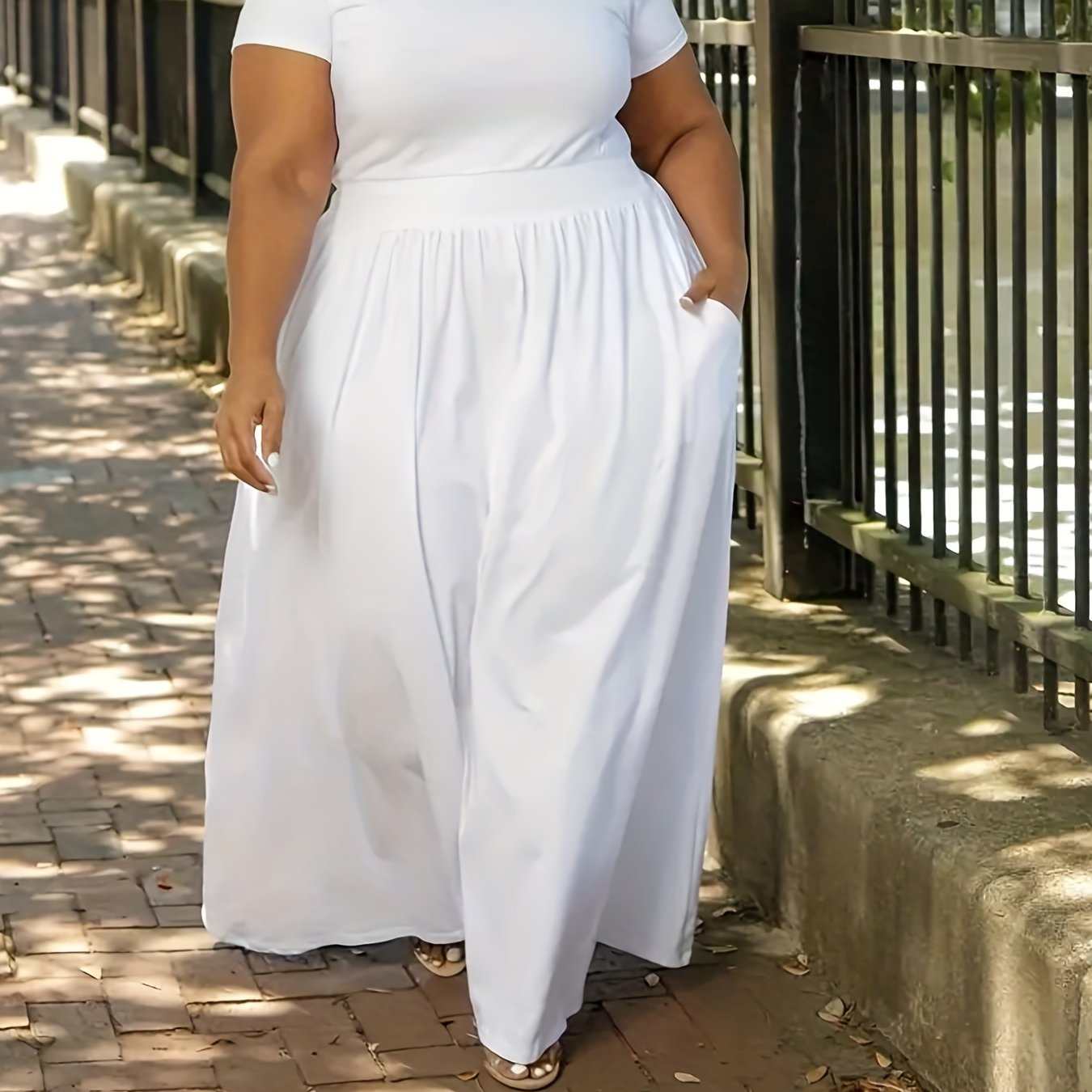 Solid Color Short Sleeve Dress